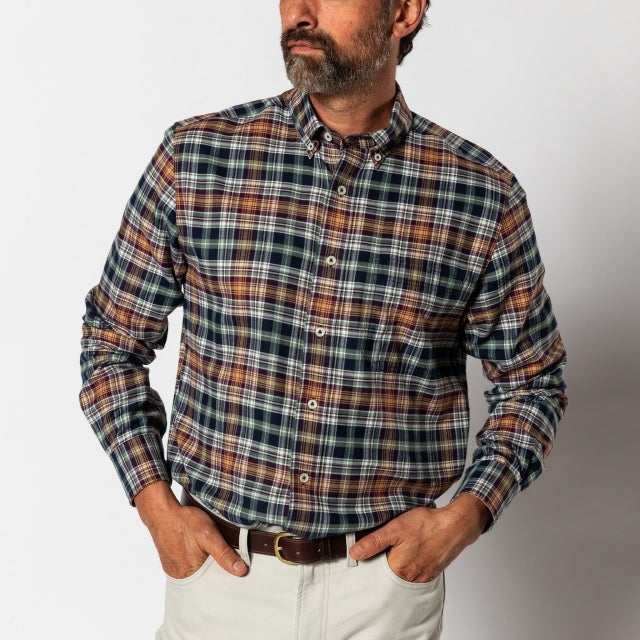 Men's Cotton Flannel Sport Shirt - Eckard Plaid