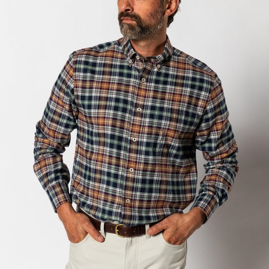 Men's Cotton Flannel Sport Shirt - Eckard Plaid