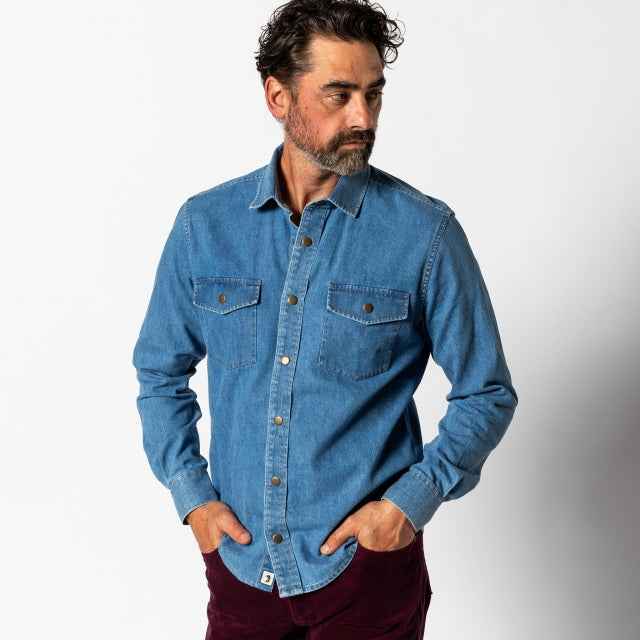 Men's Denim Snap Shirt - Clyde Solid