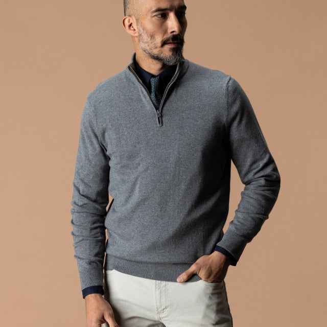 Men's Ridley Cotton Cashmere 1/4 Zip Sweater