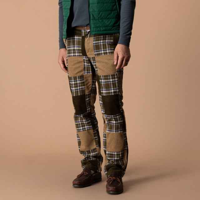 Men's Flannel Corduroy Patchwork Gold School Chino