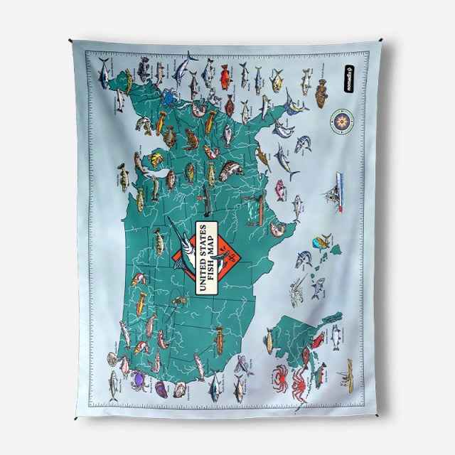 Festival Blanket: United States Fish Map
