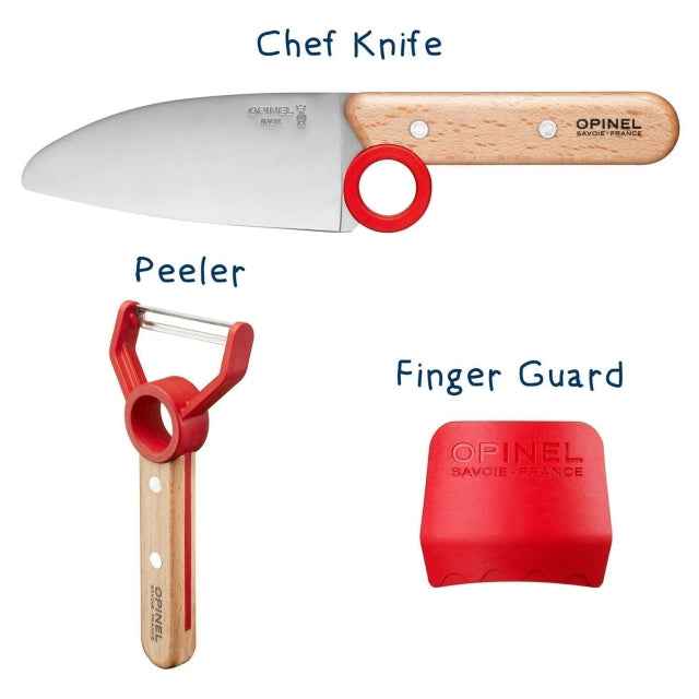 Le Petit Chef 3pcs Set (Knife, Peeler & Finger guard) - Red