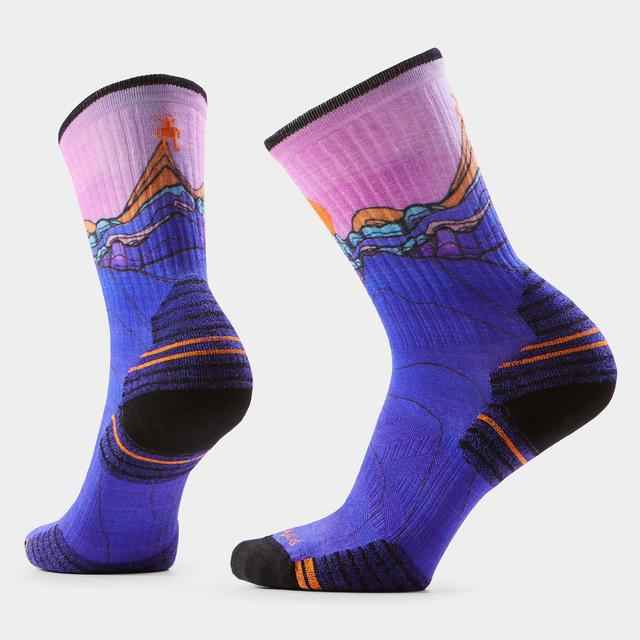 Women's Hike Mountain Sunrise Print Crew Socks Deep Navy