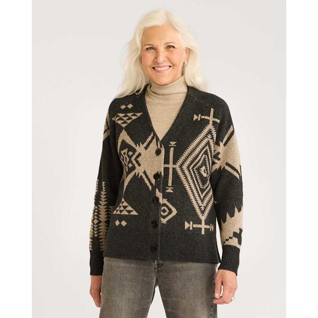 Women's Lambswool Mixed Graphic Cardigan Sweater
