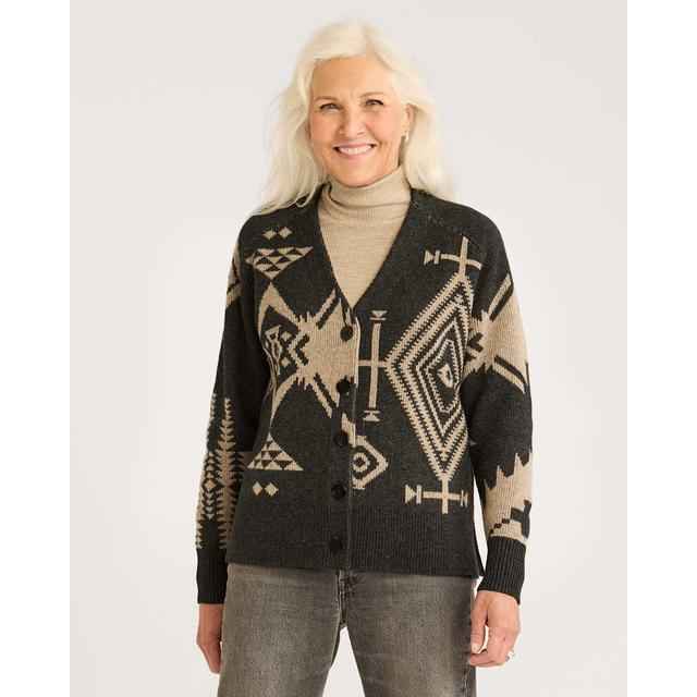 Women's Lambswool Mixed Graphic Cardigan Sweater