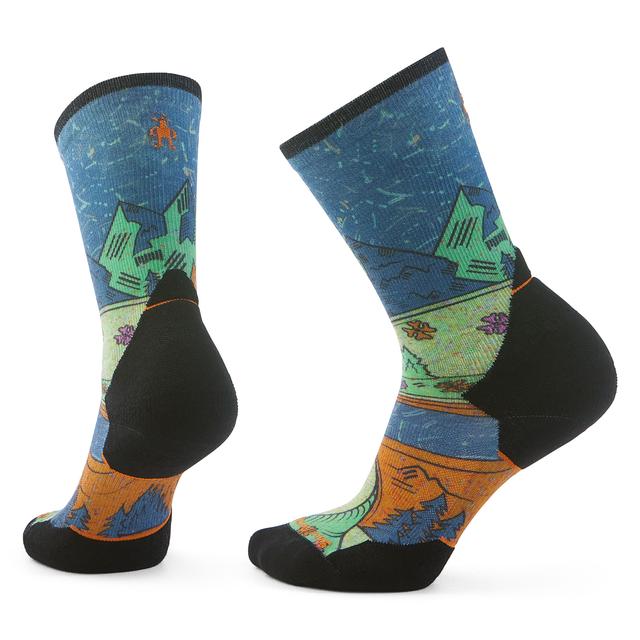 Women's Trail Run Mountain Print Crew Socks