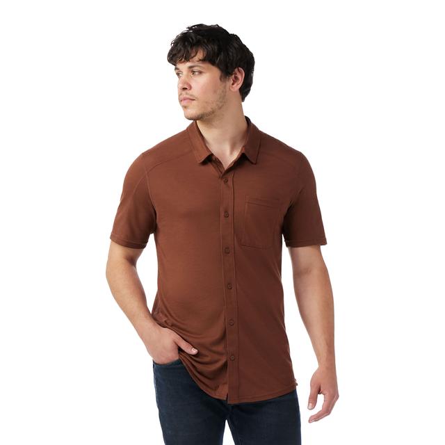 Mens Men's Short Sleeve Button Down T-Shirt