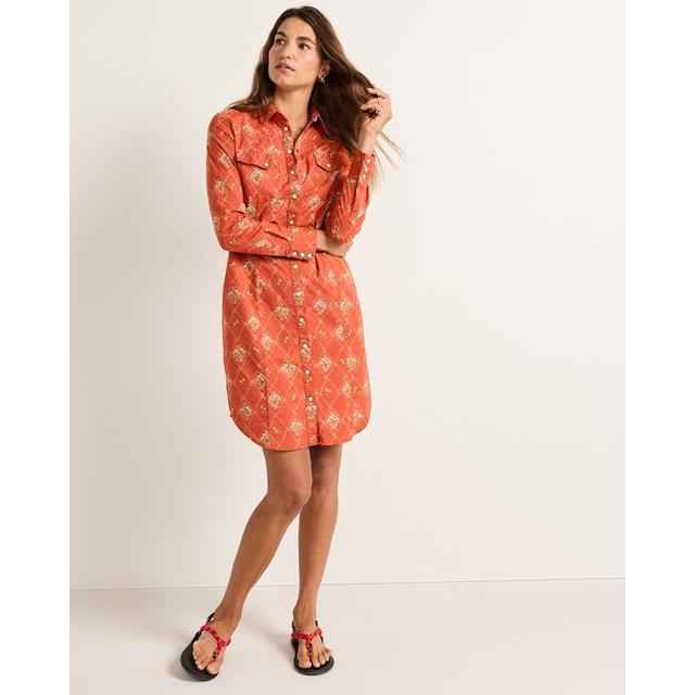 Women's Cowgirl Lattice Gambler Shirt Dress