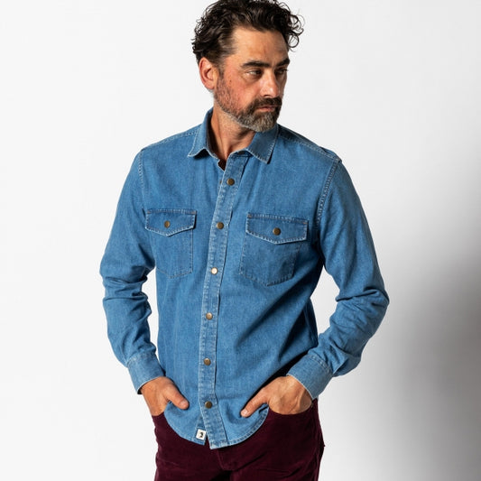 Men's Denim Snap Shirt - Clyde Solid