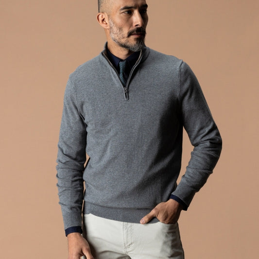 Men's Ridley Cotton Cashmere 1/4 Zip Sweater