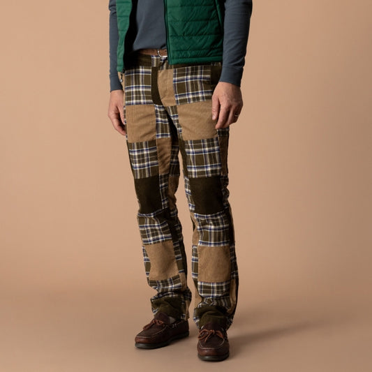 Men's Flannel Corduroy Patchwork Gold School Chino