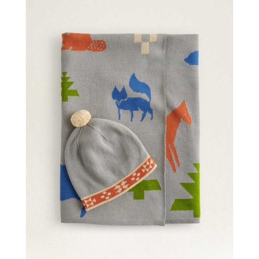 Shared Path Knit Baby Blanket With Beanie