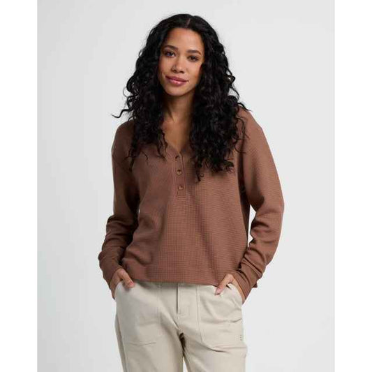 Women's Waffle Long Sleeve Henley