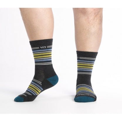Men's Cushioned Micro Crew Socks - Multi Stripe Comfort - Earth's Edge