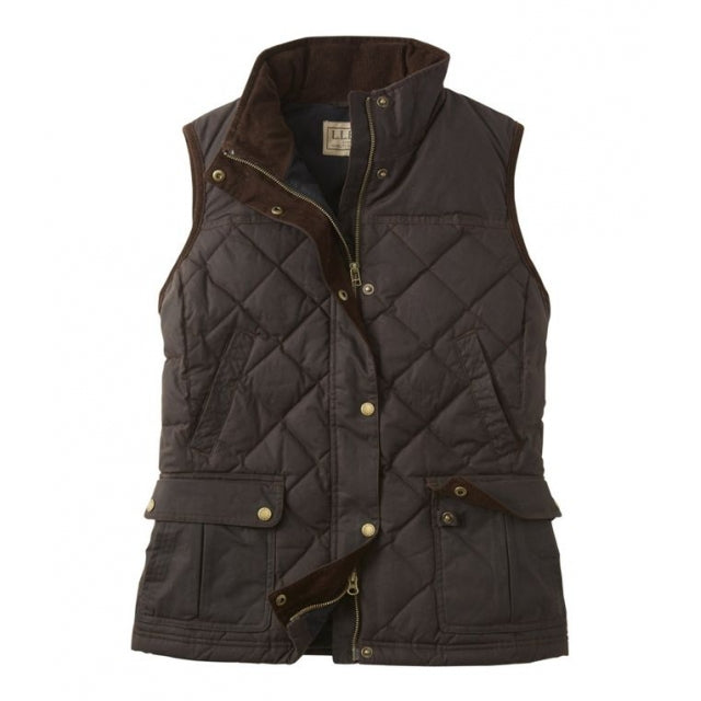 Bean's Upcountry Waxed Cotton Down Vest Women's Regular - Earth's Edge