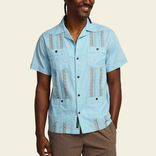 Guayabera Shirt - Temple Tracks : Oatmeal