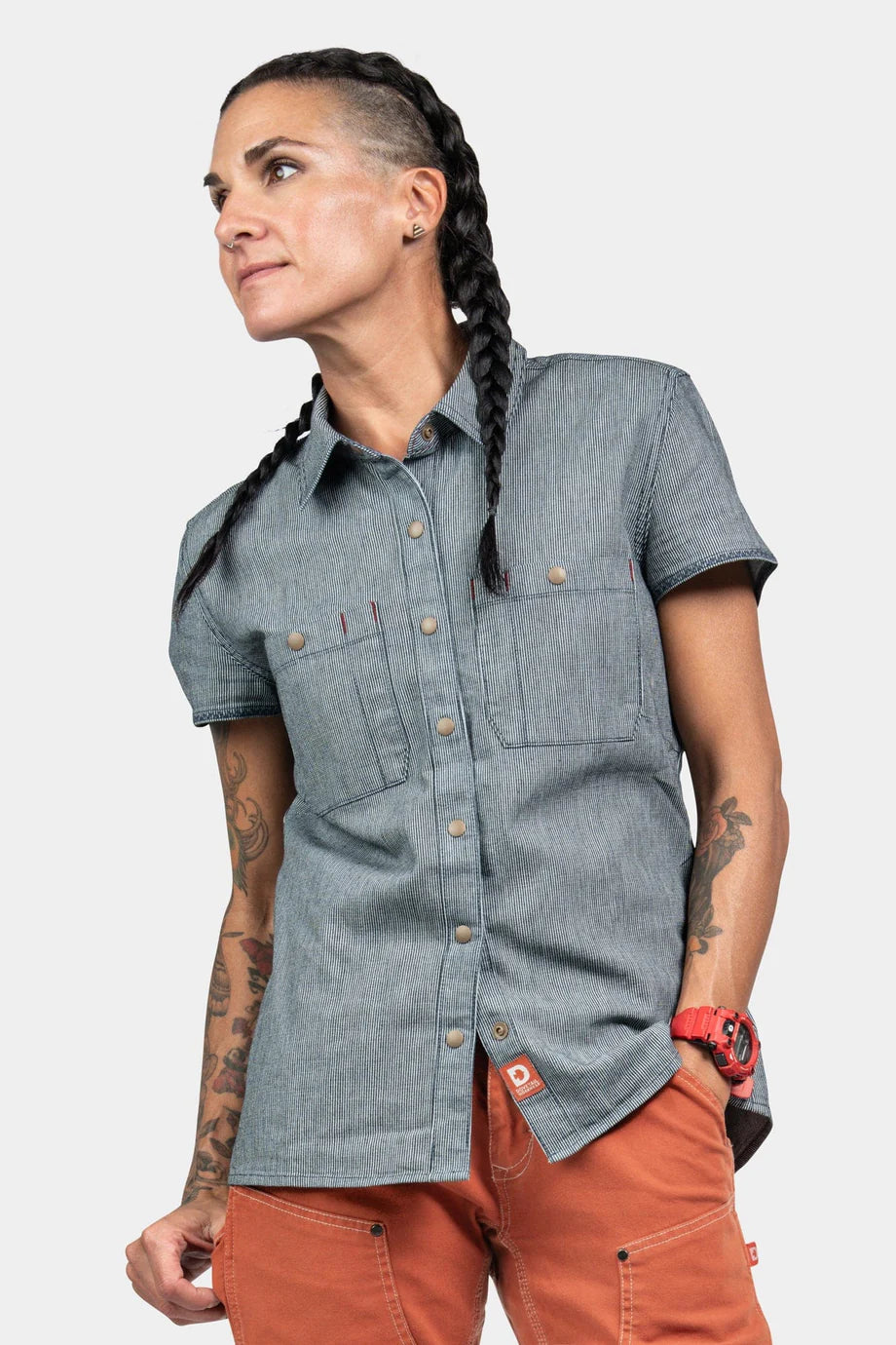 Women's Mechanic's Work Shirt - Indigo Stripe