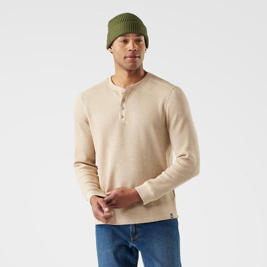 Mens Men's Waffle Long Sleeve Henley
