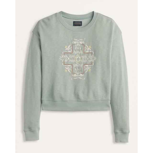 Women's Embroidered French Terry Pullover Sweater