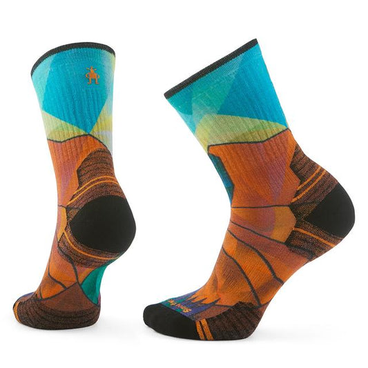 Womens  Women's Hike Mountain Prism Print Crew Socks Orange Rust