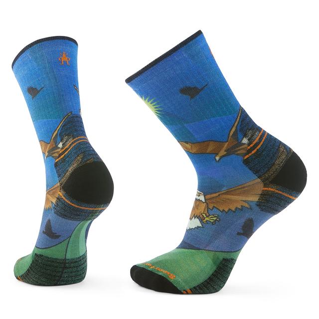 Unisex  Hike Eagle Print Crew Socks Laguna Blue