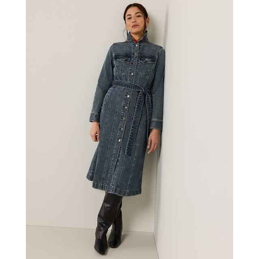 Women's Denim Midi Shirt Dress