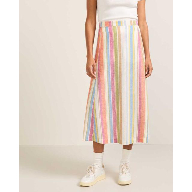 Women's Stripe Linen Midi Skirt