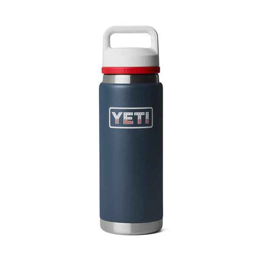 Rambler 26 oz Water Bottle - Navy/White/Rescue Red/Badge