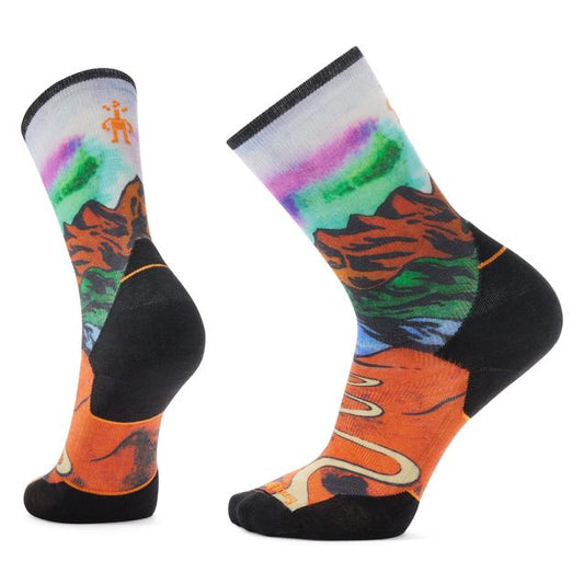 Unisex  Trail Run Singletrack Print Crew Socks Orange Rust