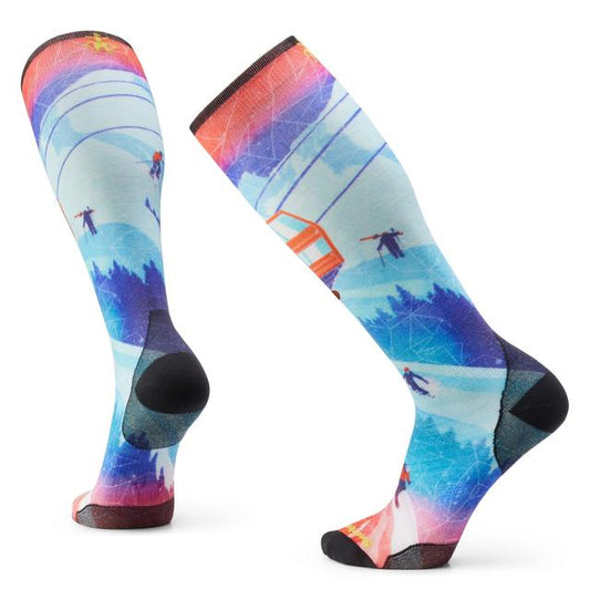 Unisex  Ski Day Print Over The Calf Socks Laguna Blue