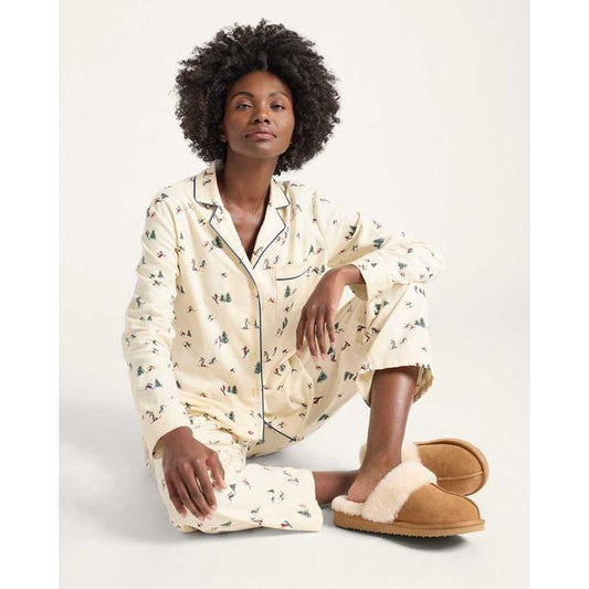 Women's Ski Print Flannel Pajama Set