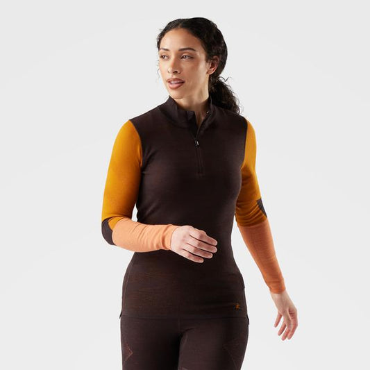 Womens Women's Intraknit Thermal Merino Base Layer Colorblock 1/4 Zippers Top