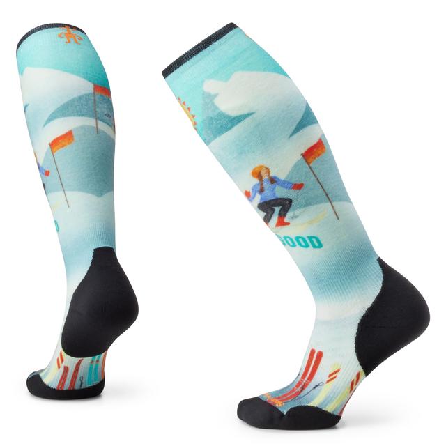 Women's Ski Targeted Cushion Snow Bunny Print Over The Calf Socks