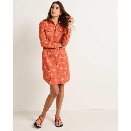 Women's Cowgirl Lattice Gambler Shirt Dress