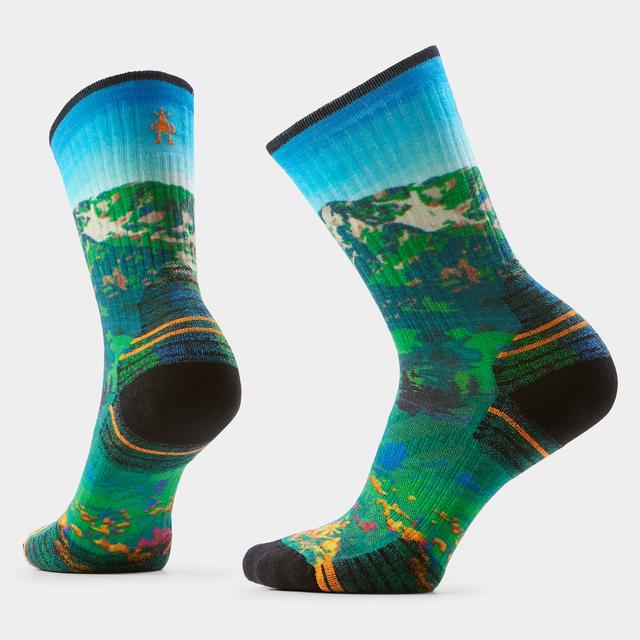 Women's Hike Mountain Lake Print Crew Socks Capri - Earth's Edge