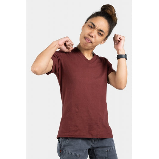 Women's Solid V-Neck Tee - Chicory Root
