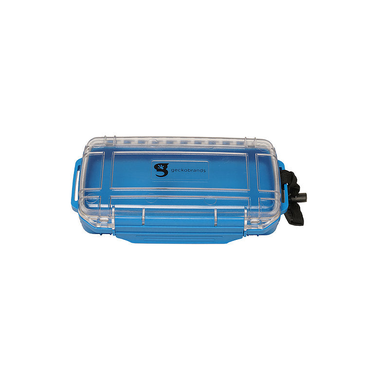 Neon Blue Waterproof Dry Box, size Medium from Geckobrands. A hard sided protective, waterproof case for storing belongings. 