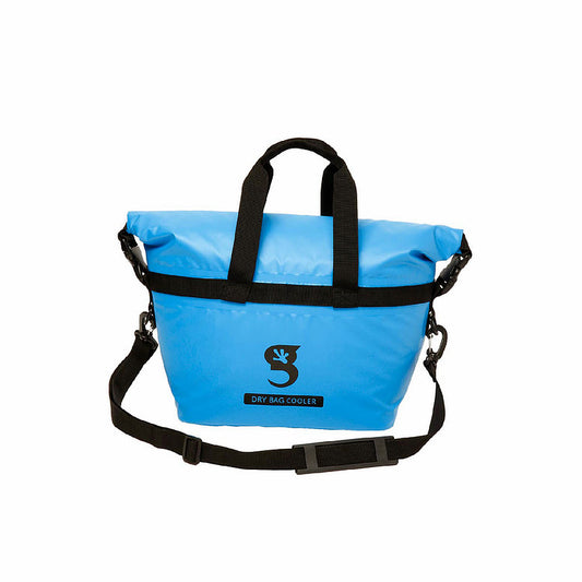 Neon Blue Tote Dry Bag Cooler from Geckobrands. This 6L cooler/dry bag hybrid keeps ice from 12-36 hours. When not in use as a cooler it doubles as a dry bag to store clothing and gear, ensuring it stays dry.
