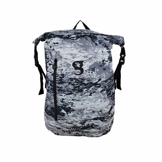 Artic Geckoflage Endeavor 30L Lightweight Waterproof Backpack from Geckobrands. A lightweight, packable, and waterproof backpack to store your gear in to protect it from rain, snow, water and sand.
