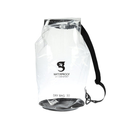 Clear Tarpaulin Dry Bag 30L from Geckobrands. Keeps your gear dry and allows for quick and easy access to belongings.