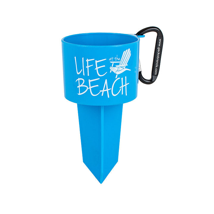 Blue Beverage Stake Holder. Geckobrands. Life at the beach is easy with this drink holder by your side. Clip it on your bag and you're ready to go. 