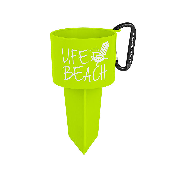 Green Beverage Stake Holder. Geckobrands. Life at the beach is easy with this drink holder by your side. Clip it on your bag and you're ready to go. 